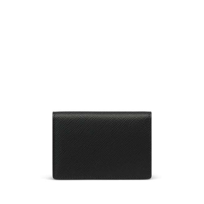 Folded Card Case with Snap Closure in Panama in black | Smythson