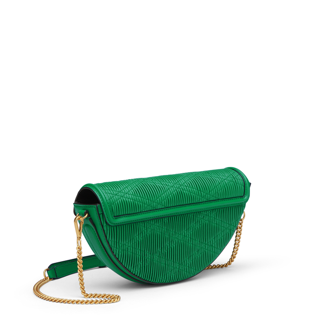 Quilted Plisse Envelope Semi Circle Crossbody Bag