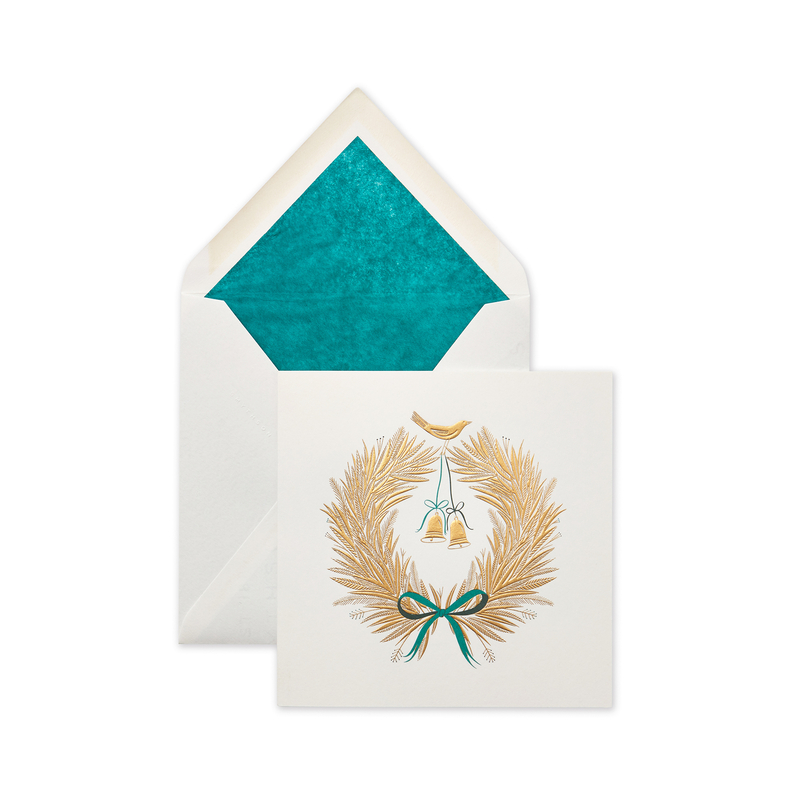 Golden Wreath Christmas Card Set