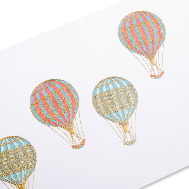 Carte de vœux motif montgolfières