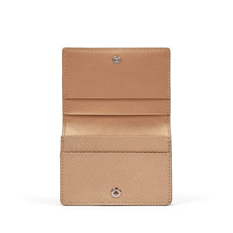 Smythson Folded Card Case with Snap Closure in Panama