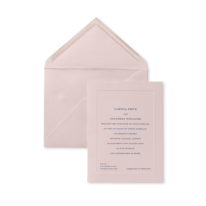 Portrait Folded Wedding Invitation with Platemark