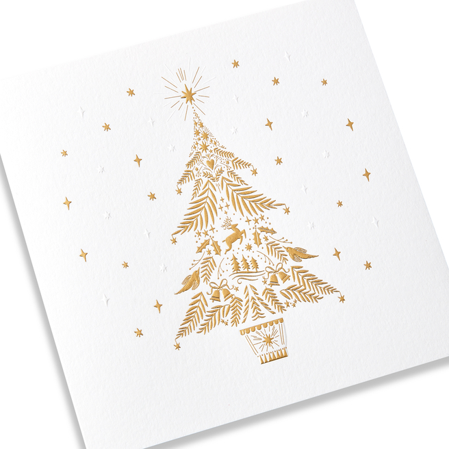 Weihnachtskarten mit goldenem Baum