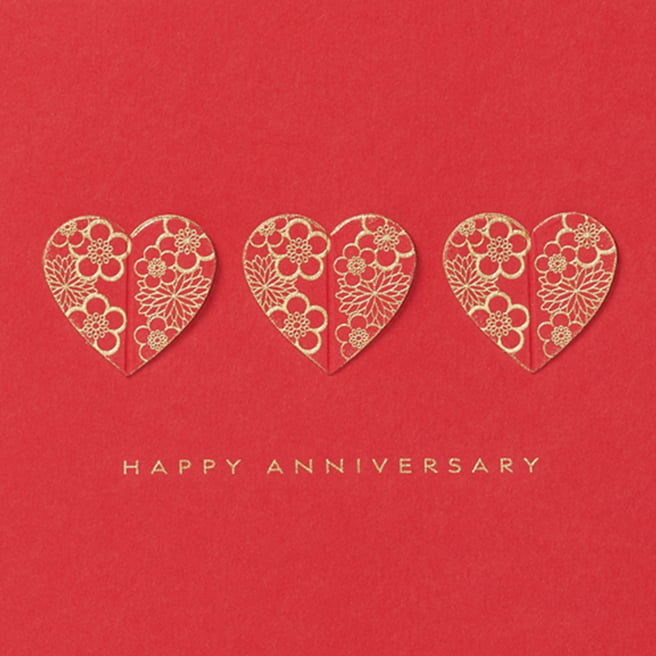 Floral Hearts Anniversary Card