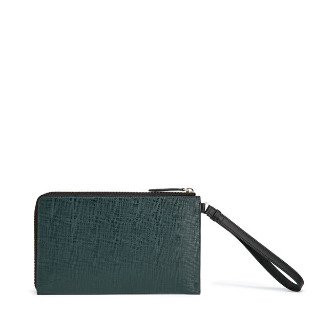 Pochette with Strap in Crossgrain Leather