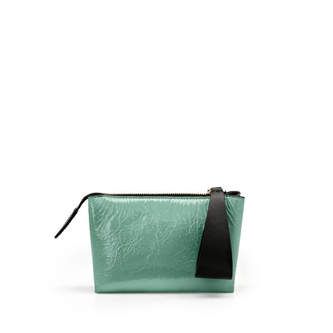 Mini Pillow Pouch in Crinkled Patent Leather