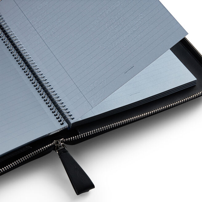 A5 Zip Writing Folder in Large Grain Leather