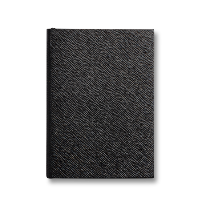 Plain Paged Soho Notebook in Panama in black | Smythson