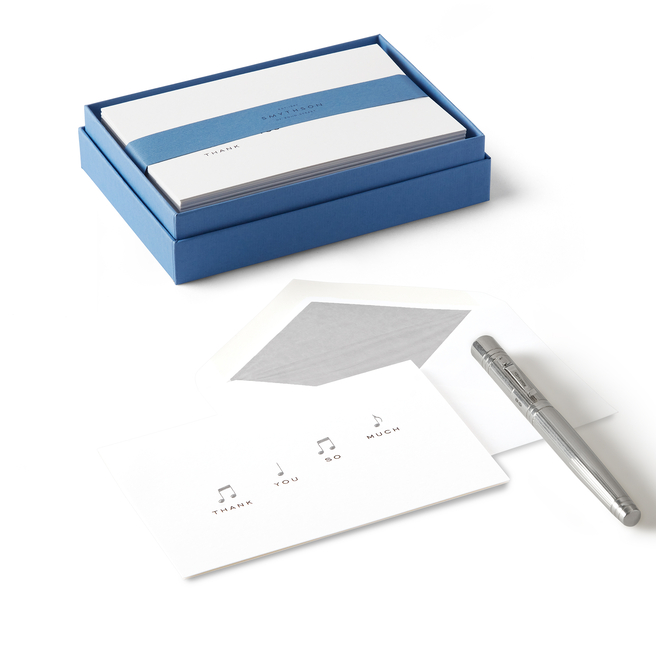 Carte de remerciement motif notes de musique