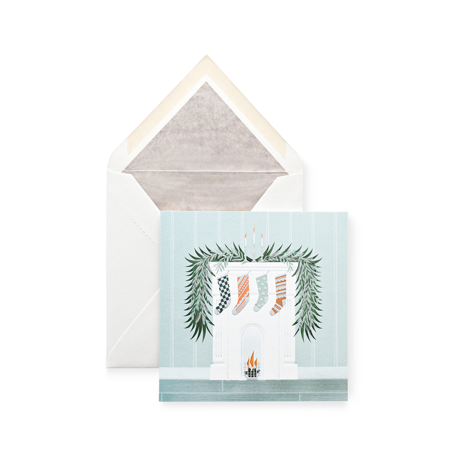 Fireplace With Stockings Christmas Card