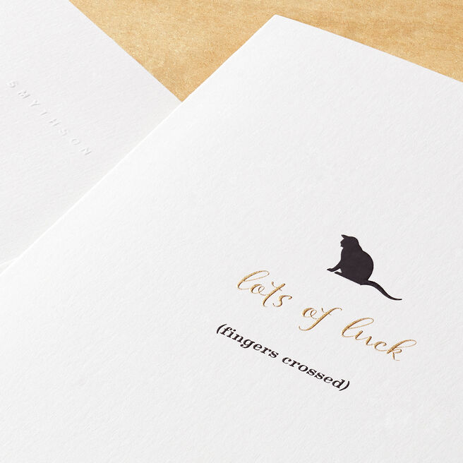 Good Luck Cat Card White