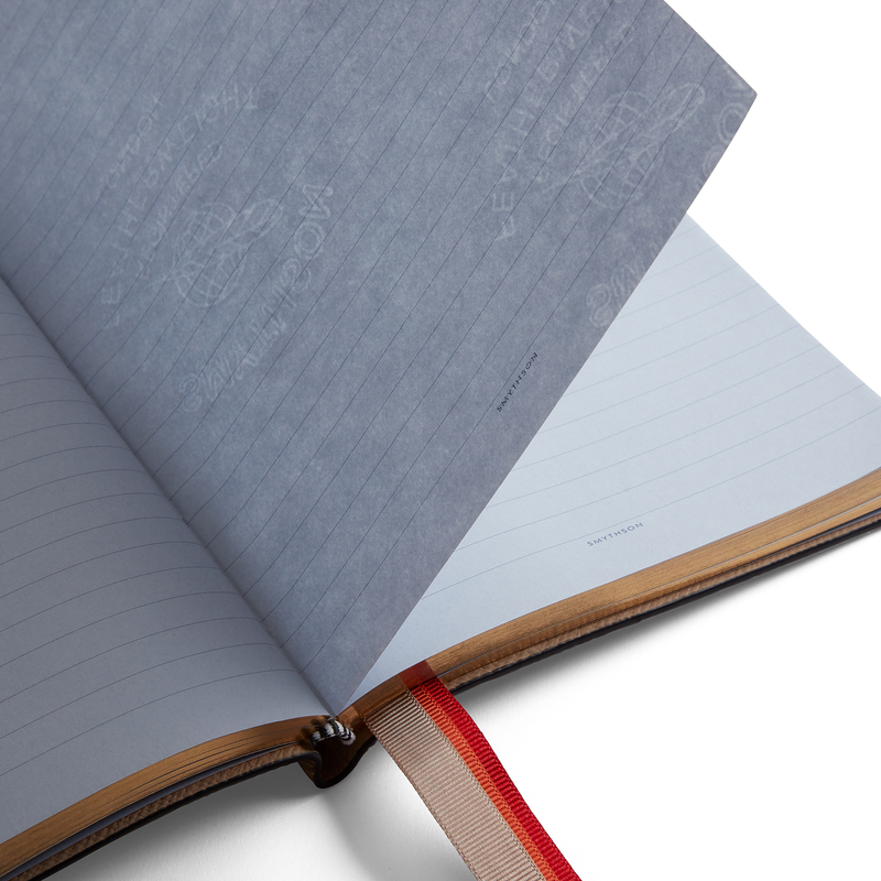Smythson Printed Stripe Soho Notebook in Panama