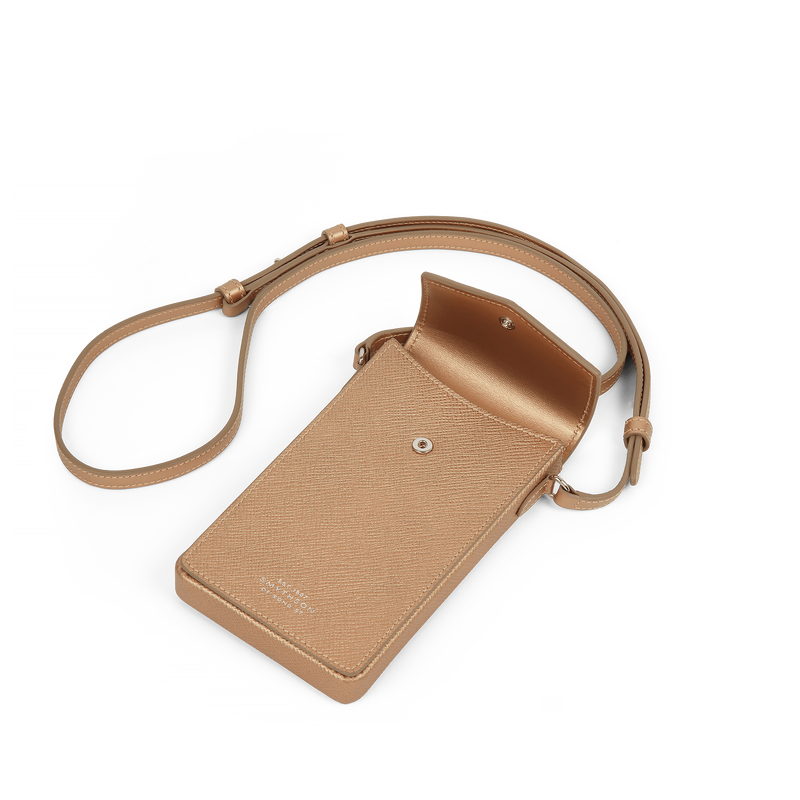 Smythson Envelope Phone Case Crossbody in Panama