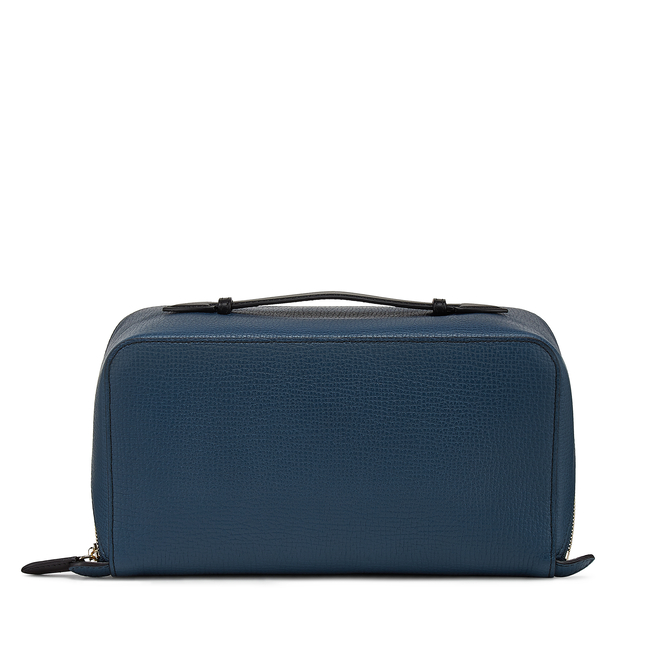 Large Diagonal Zip Washbag in Large Grain Leather