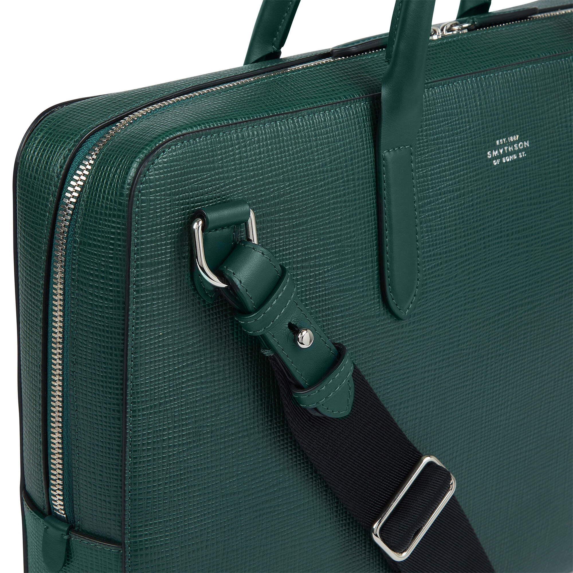Lightweight Slim Briefcase in Panama in forest Smythson