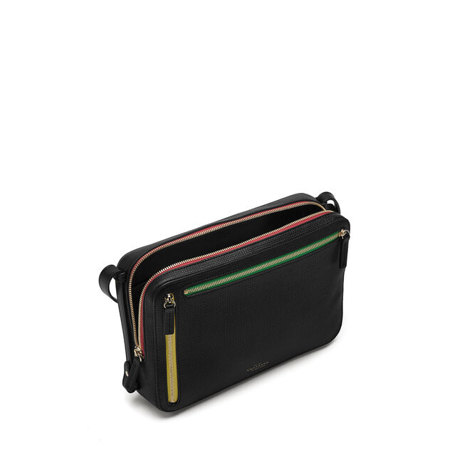 Sliding Strap Zip Crossbody Bag in Crossgrain Leather