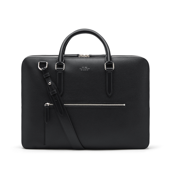 Large Briefcase with Zip Front in Ludlow in black | Smythson