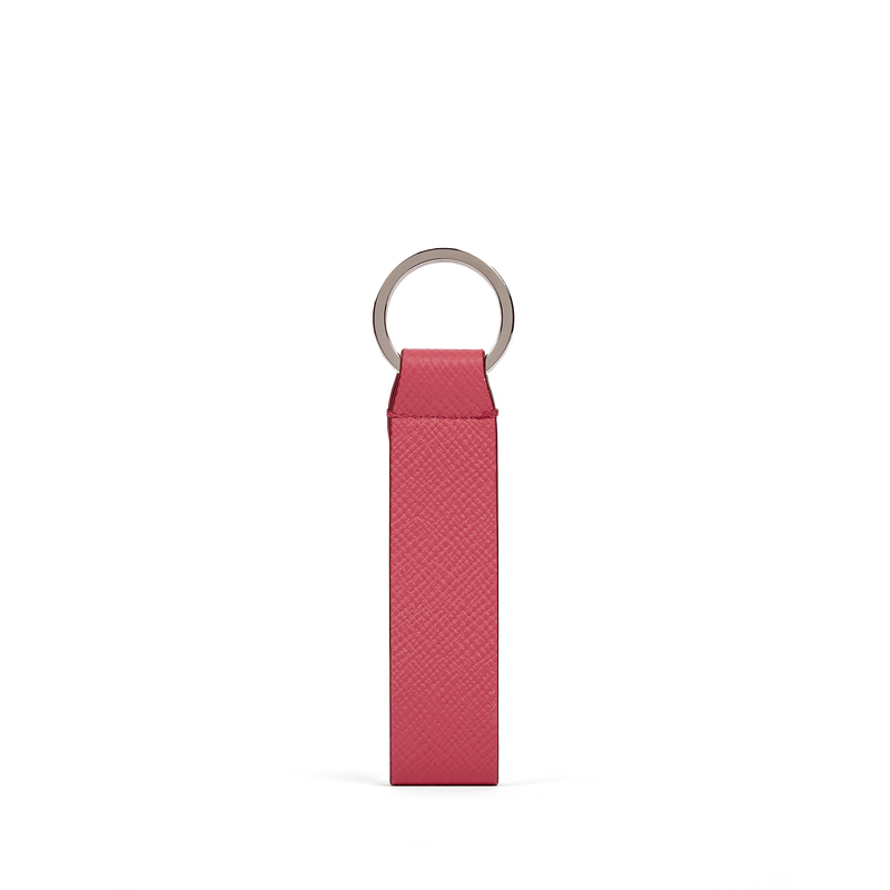 Smythson Keyring with Leather Strap in Panama