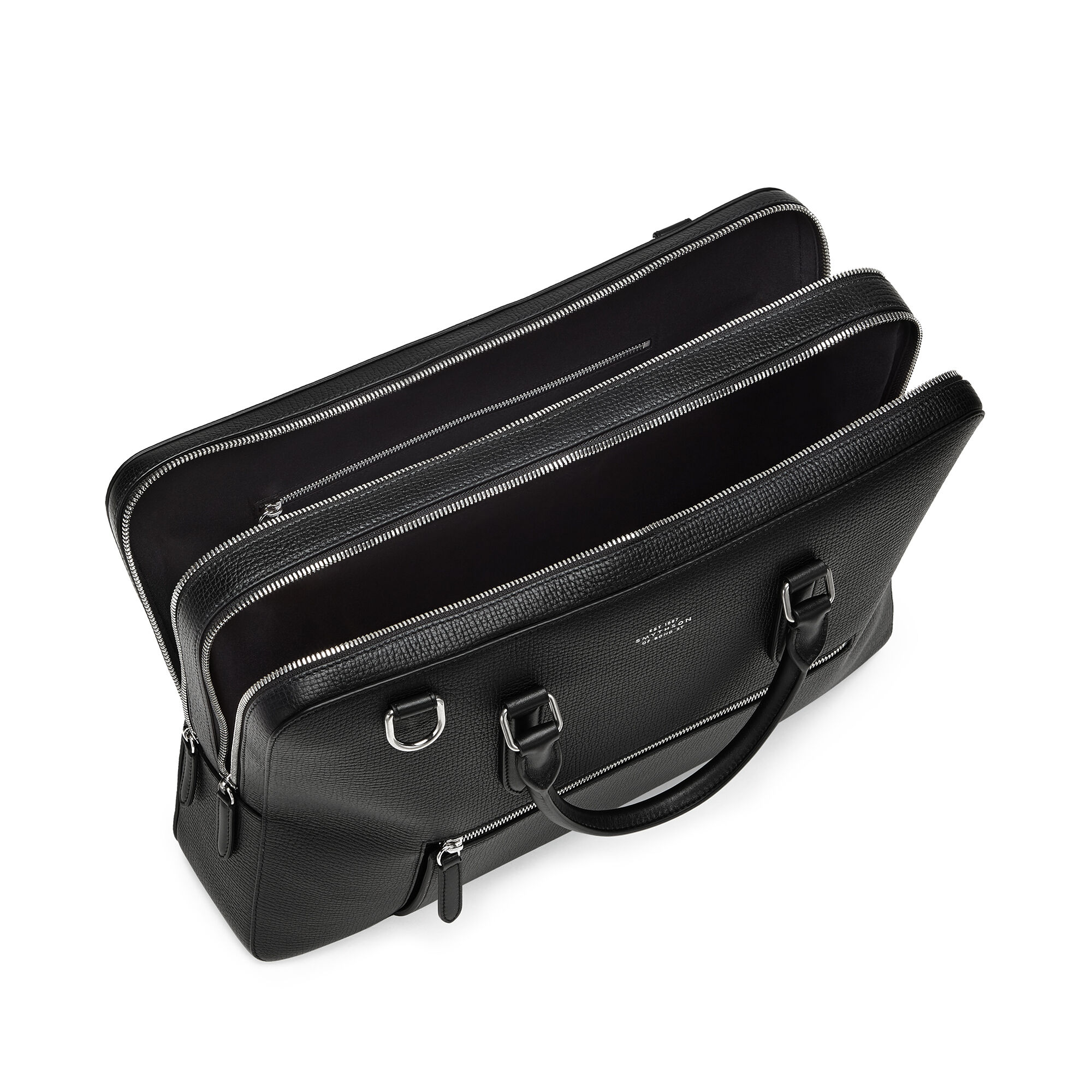Large Briefcase with Zip Front in Ludlow in black | Smythson