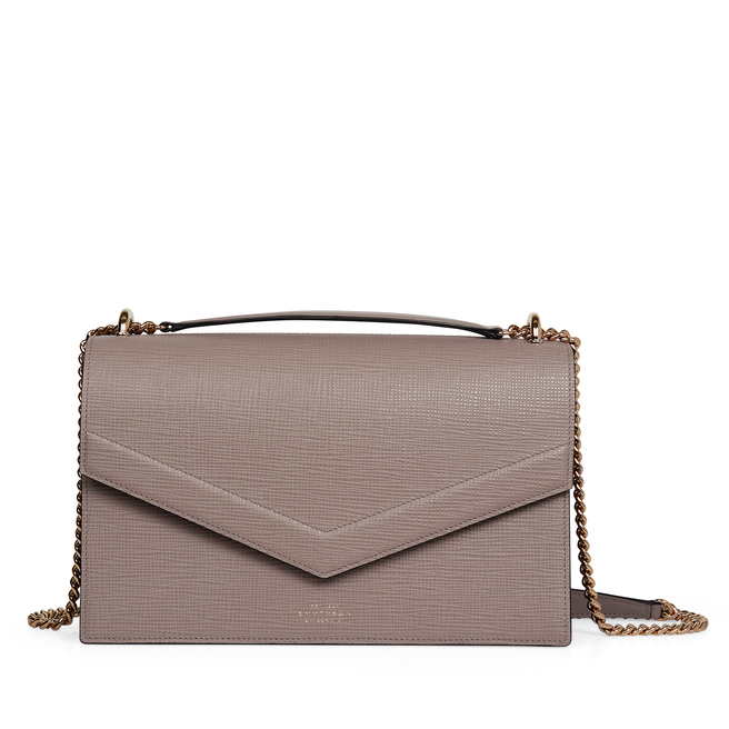 Envelope Bag with Chain in Panama in taupe | Smythson