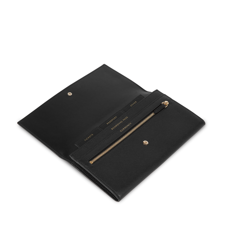 Marshall Travel Wallet in Panama in black | Smythson Marshall Travel Wallet in Panama in black | Smythson