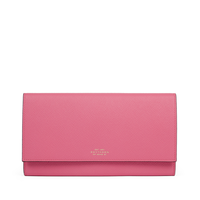 Marshall Travel Wallet in Panama in peony | Smythson