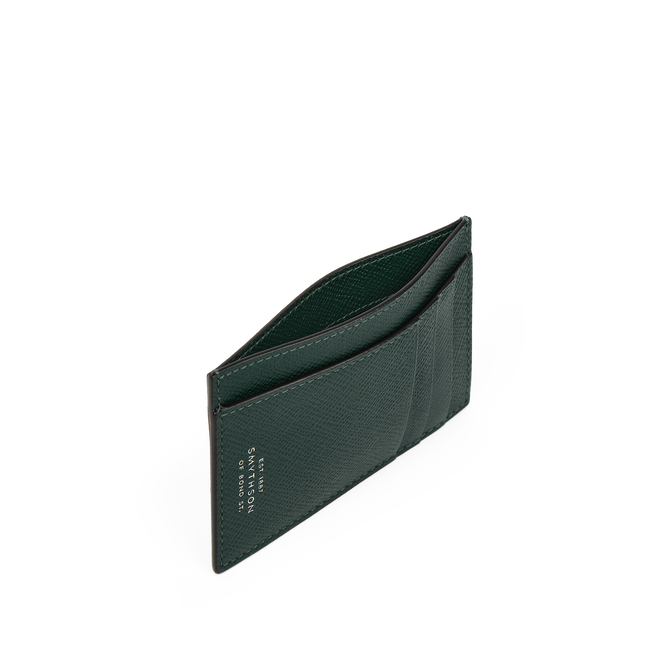 Panamaレザーフラットカードホルダー in forest | Smythson