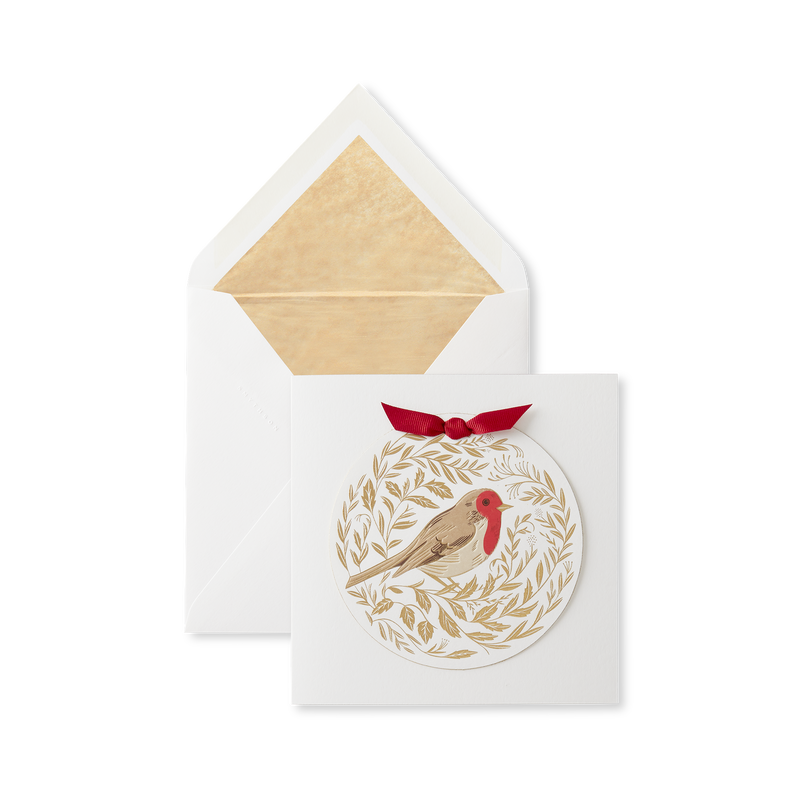 Gold Robin Christmas Card