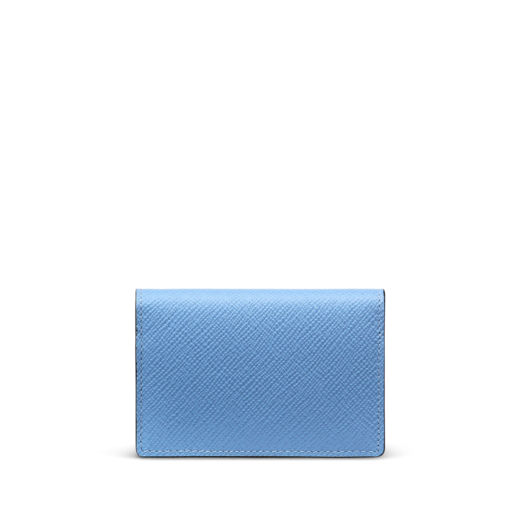SMYTHSONのPanamaレザー二つ折りカードケース、スナップボタン付き　色：ナイルブルー