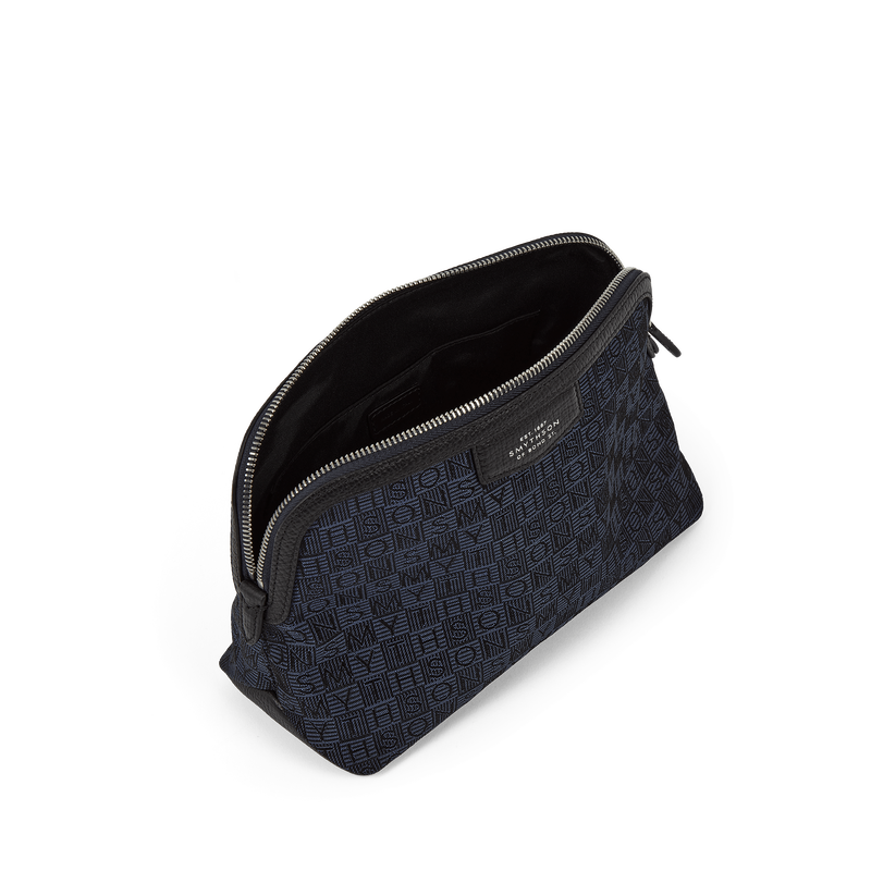 Smythson Travel Pouch in Stamp Canvas