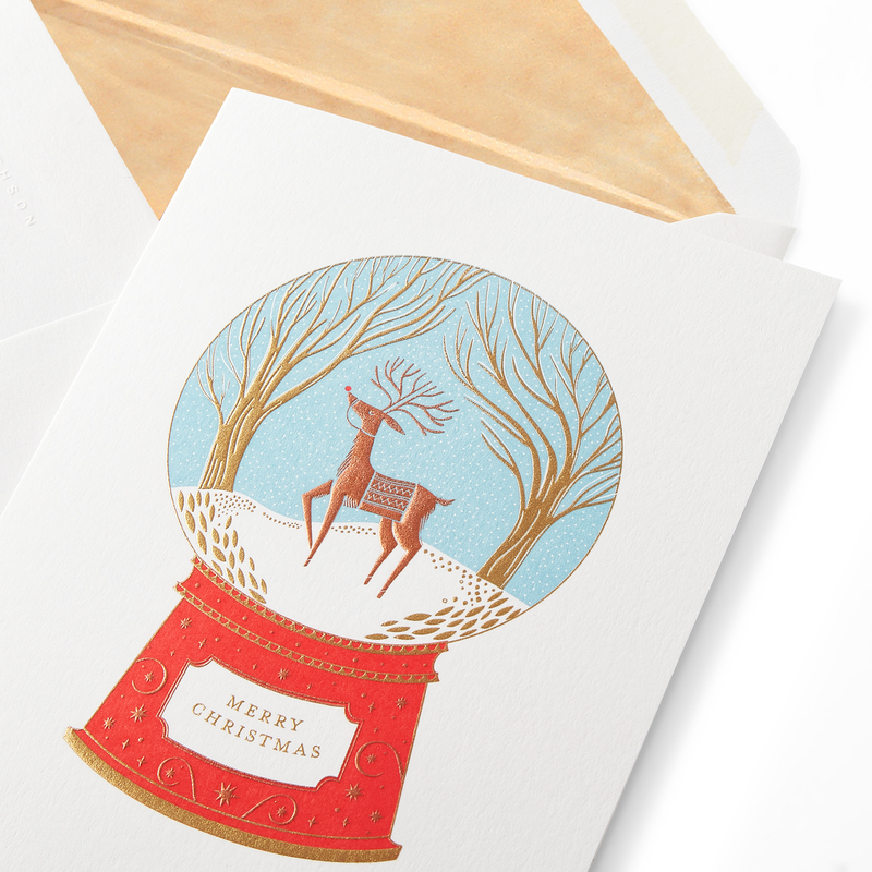 Snow Globe with Reindeer Christmas Card Set
