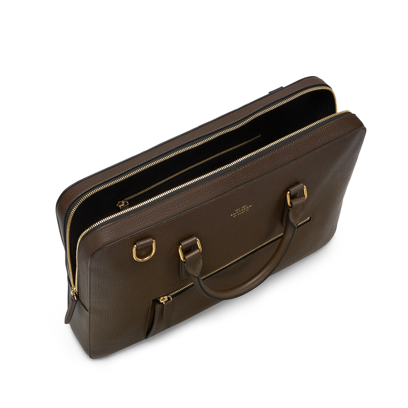 Smythson Slim Briefcase with Zip Front in Ludlow