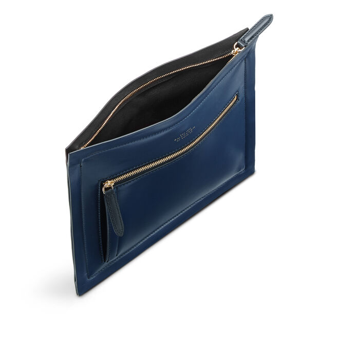 Paper Edge Zip Pouch in Smooth Leather