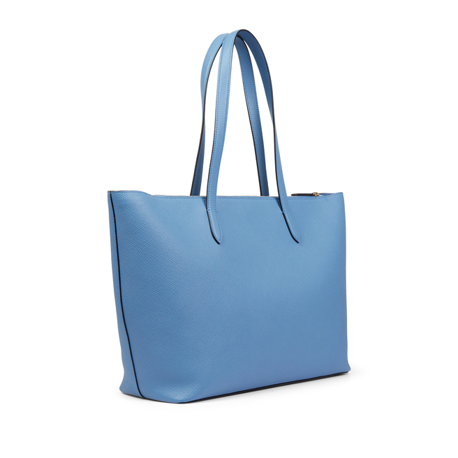 East West Tote Bag with Zip in Panama in nile blue | Smythson
