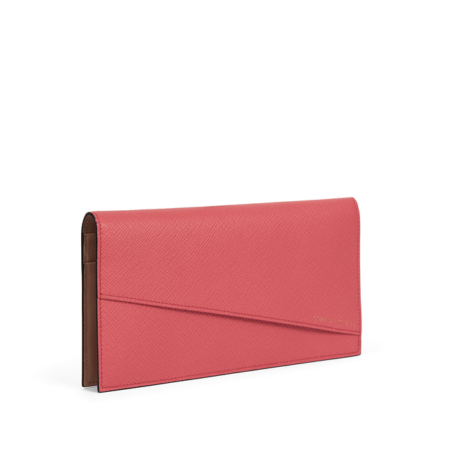 Slim Travel Wallet In Panama in coral | Smythson