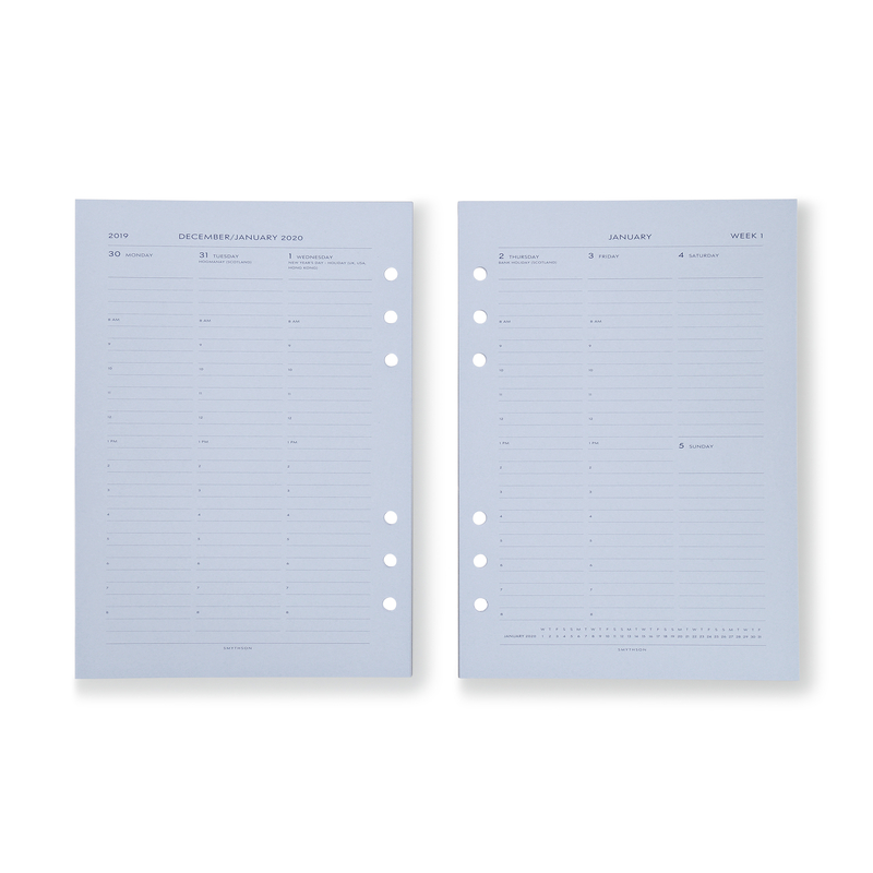 Smythson 2020 Dukes Organiser Refill, Week-to-View