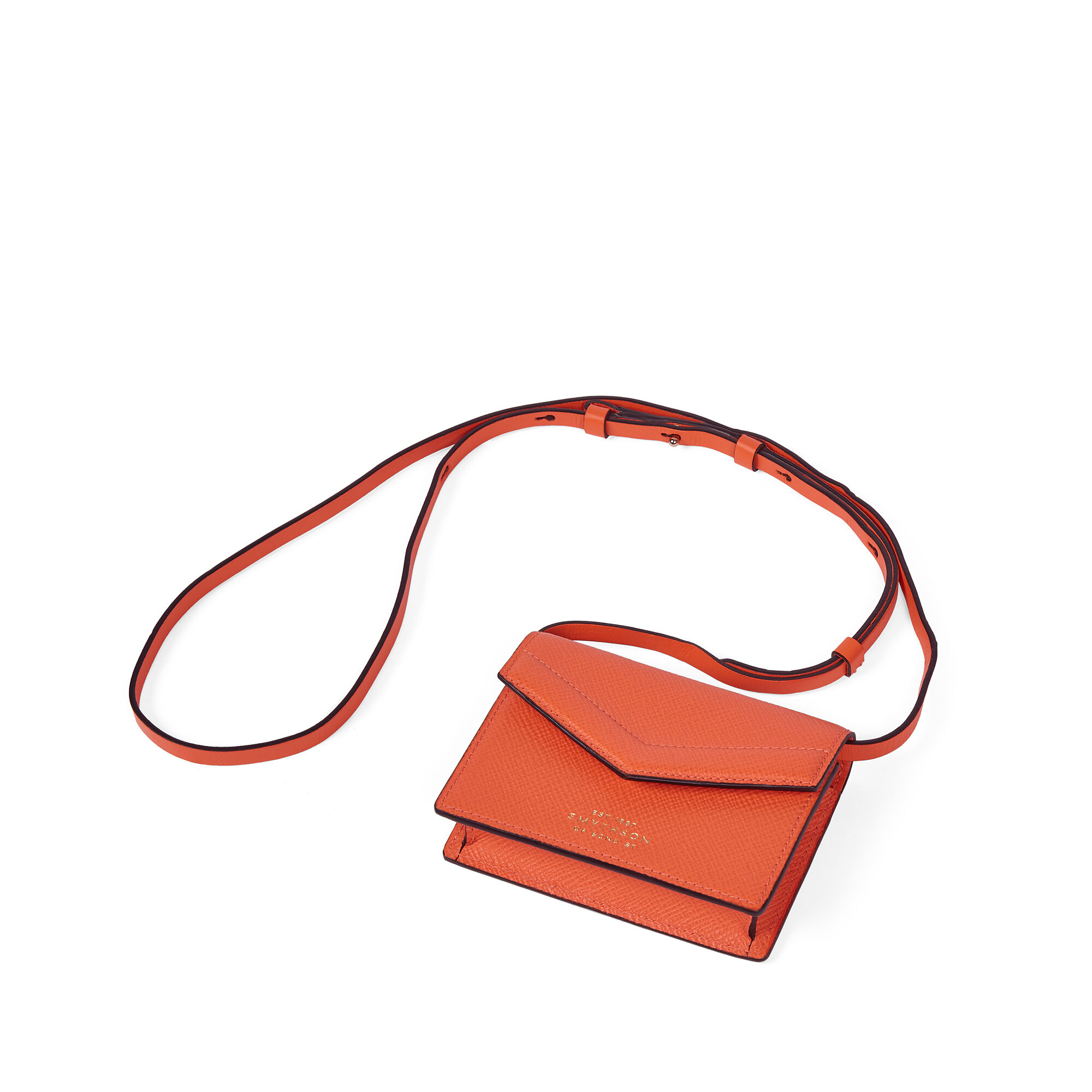 Panamaレザー Envelopeカードケースクロスボディ in orange | Smythson
