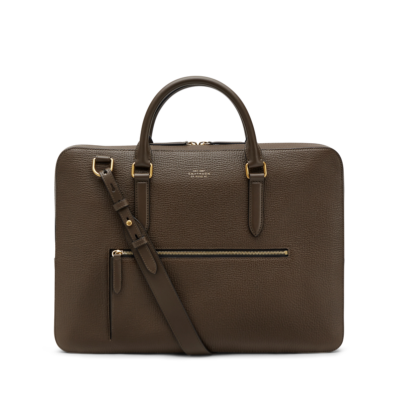 Smythson Slim Briefcase with Zip Front in Ludlow