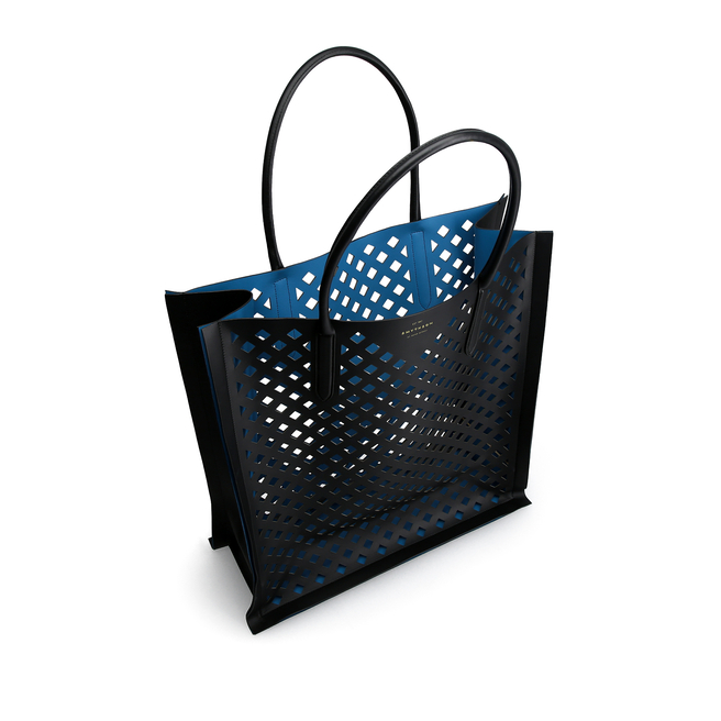 Maxi Paper Edge Tote in Perforated Leather