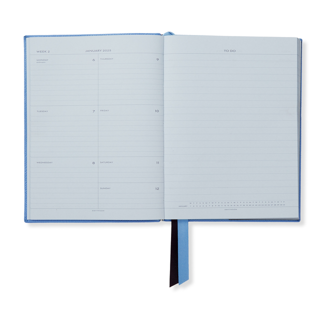 Agenda Soho 2025 con layout settimanale in Panama nile blue Smythson
