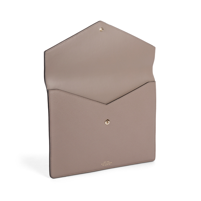 Smythson Small Envelope Folio in Panama Taupe