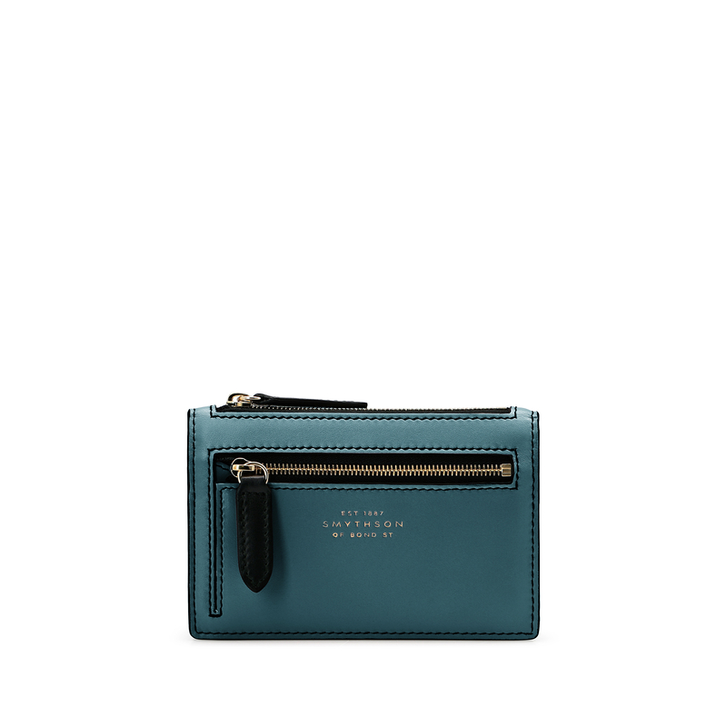 Small Double Zip Purse in Smooth Leather