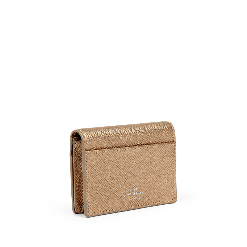 Smythson Folded Card Case with Snap Closure in Panama