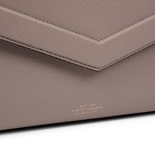 Envelope Top Handle Bag in Panama in taupe Smythson