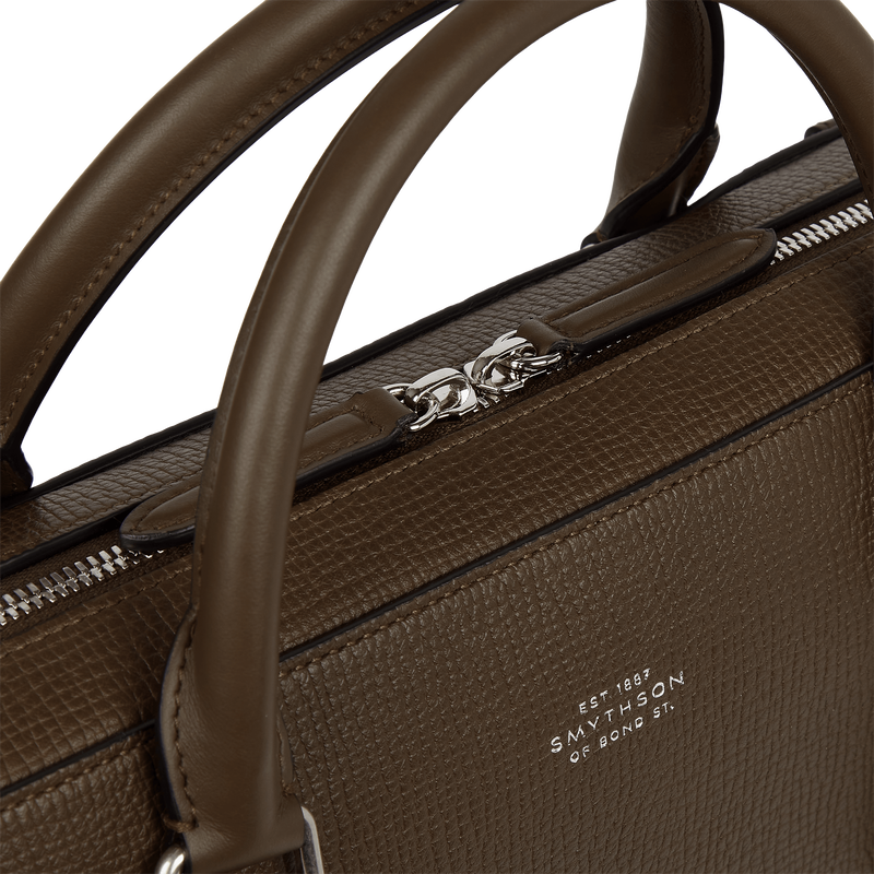 Smythson Slim Briefcase with Zip Front in Ludlow