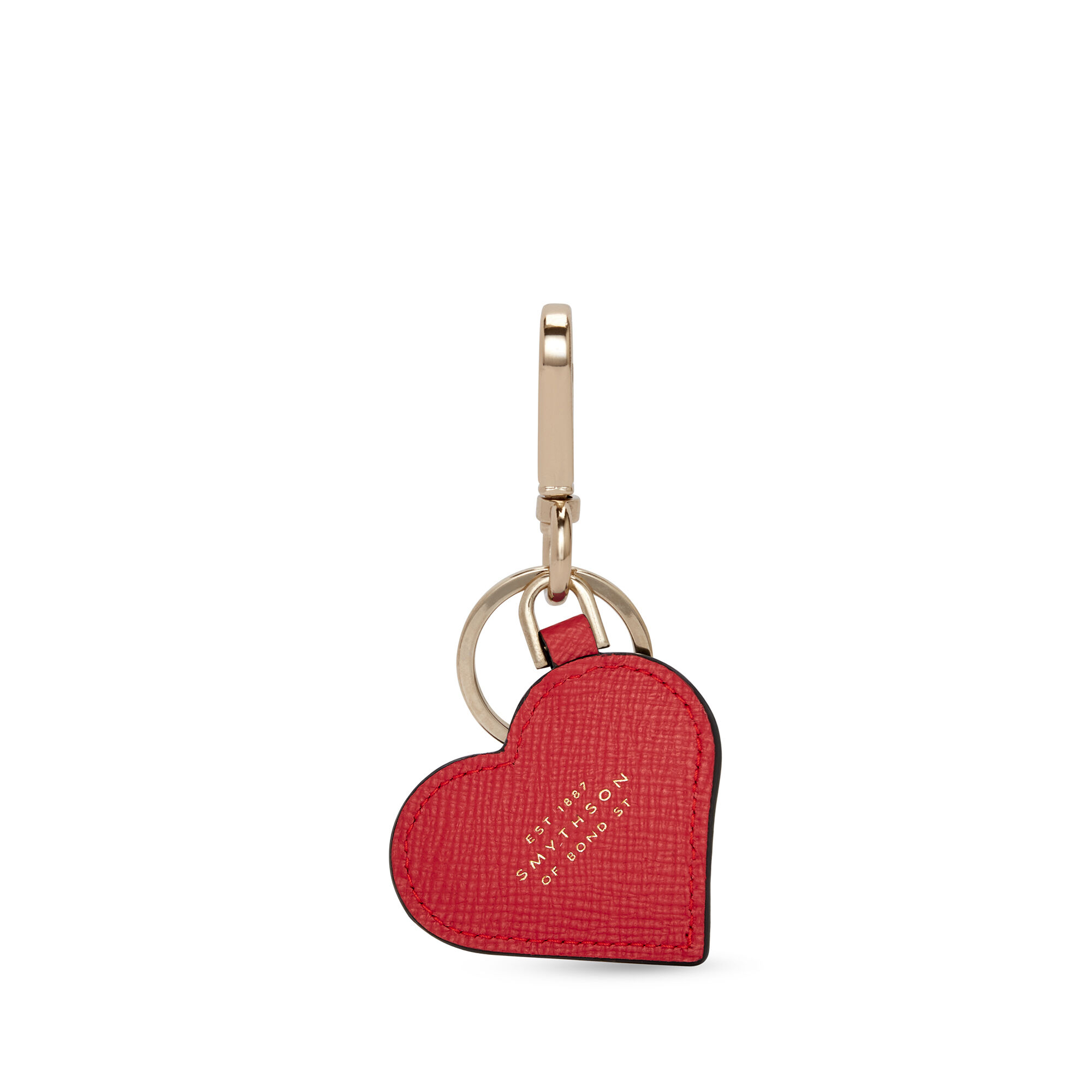 Heart keyrings in bright blue studded leather