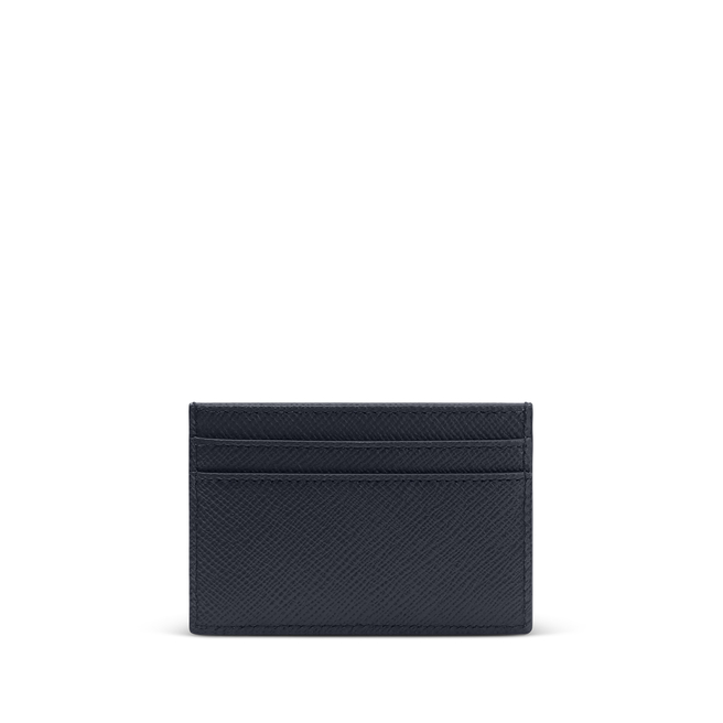 Flat Card Holder in Panama in navy | Smythson