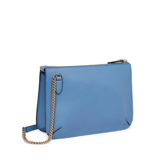 Double Pouch Crossbody Bag in Panama in nile blue | Smythson