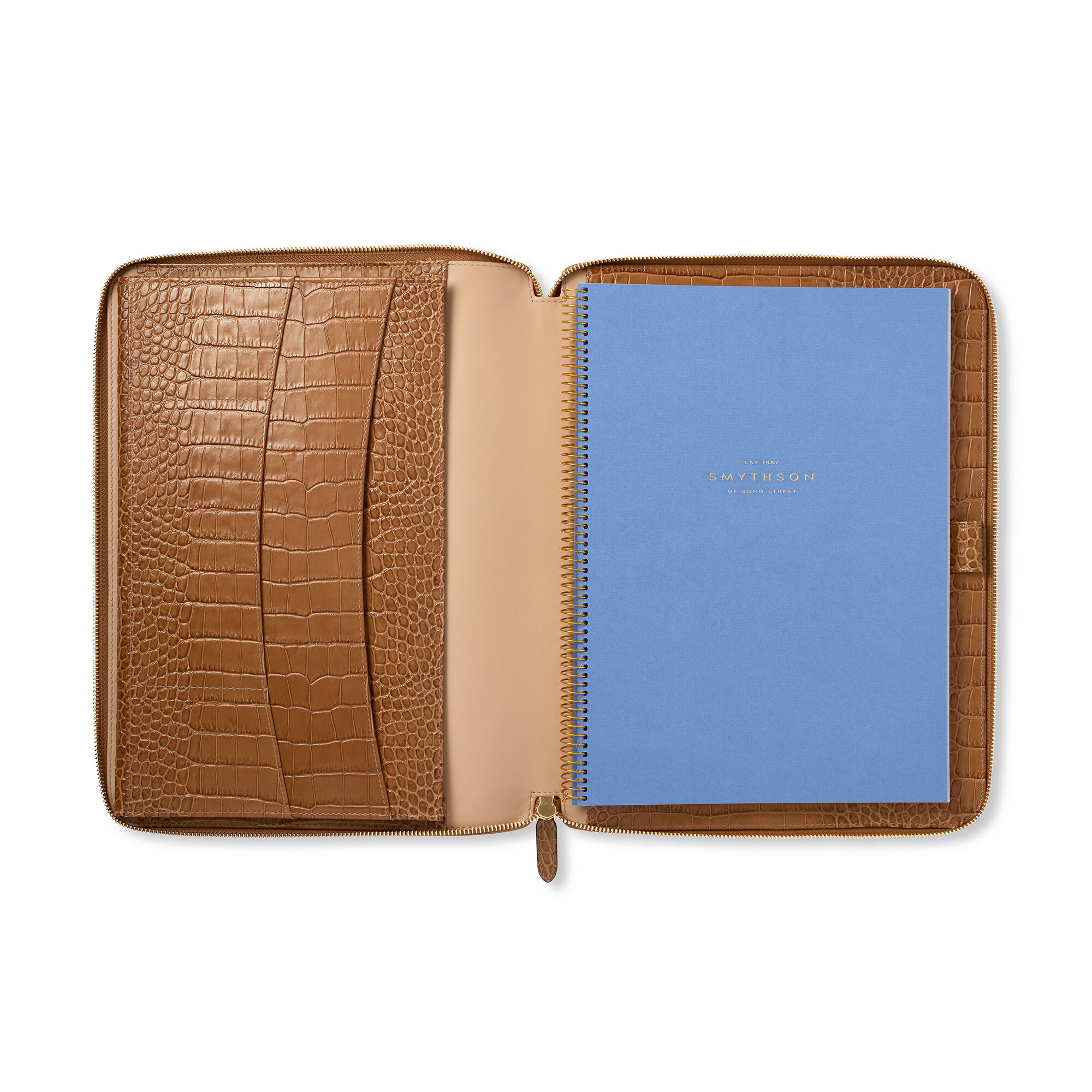Maraレザー A4ジップノートホルダー in mushroom | Smythson