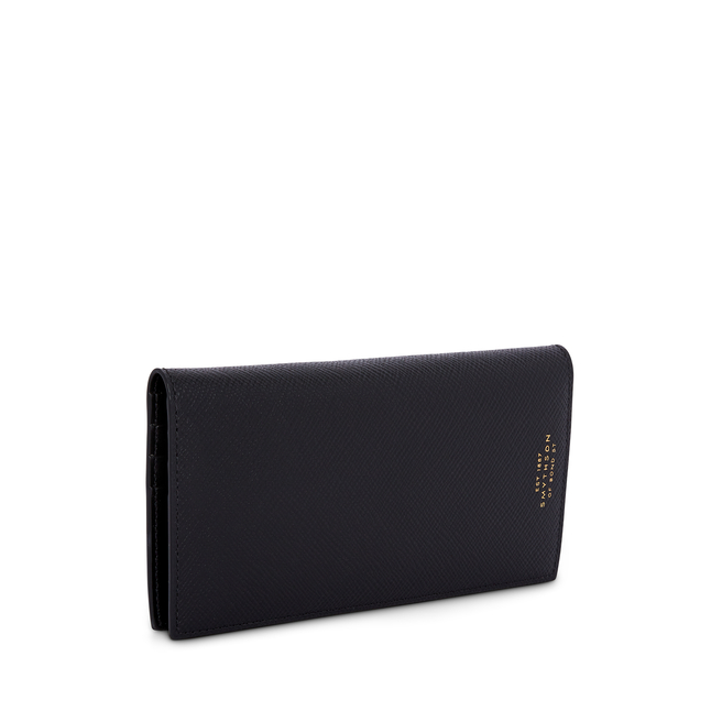 Smythson 6 Card Slot Money Clip Wallet in Panama Black